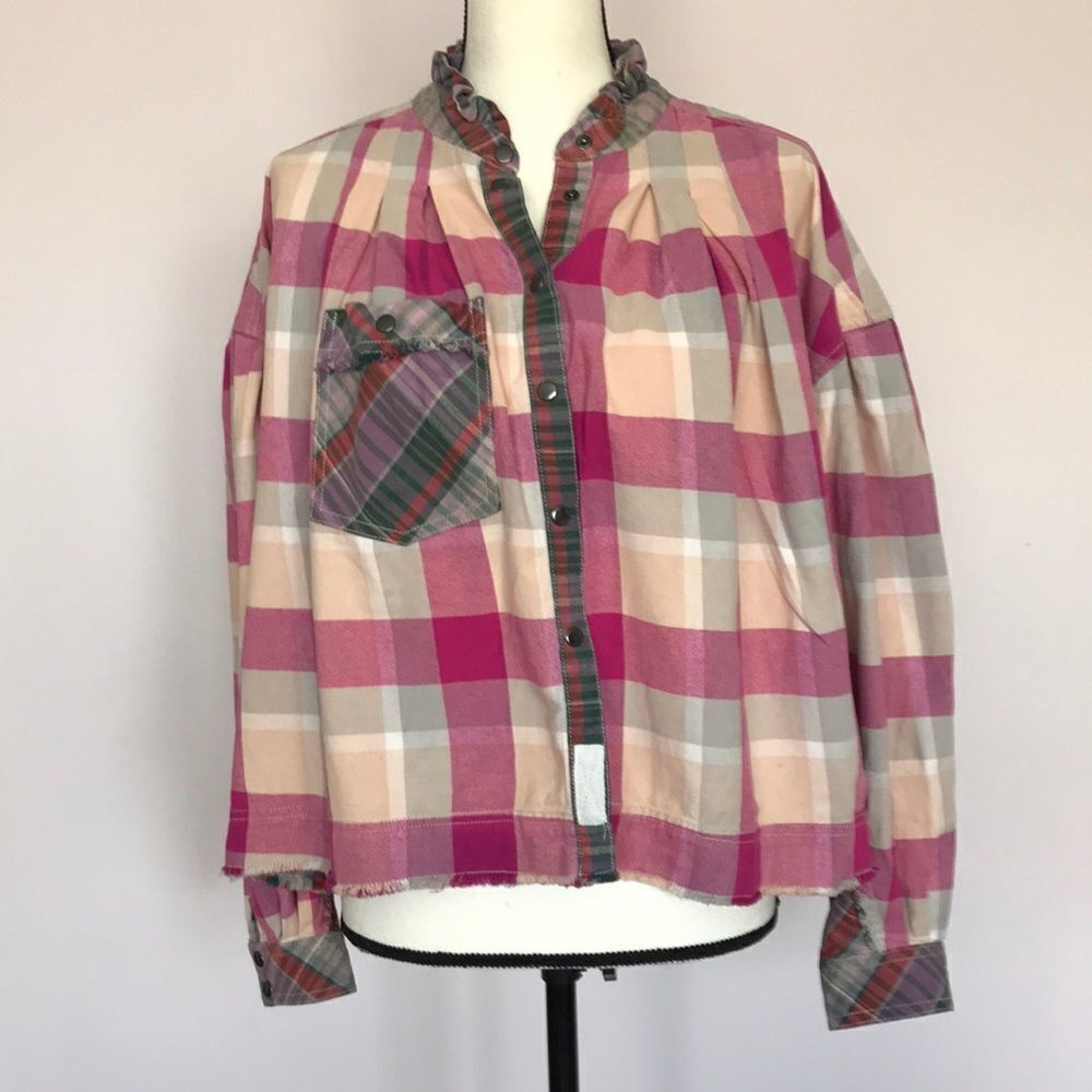 We The Free People Emily Plaid Top size S